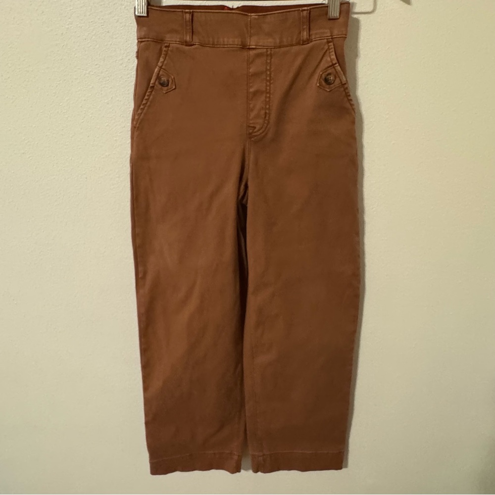 Spanx Stretch Twill Cropped Wide Leg Pant Terracotta Tummy Shaping X-Small